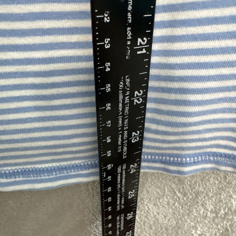 liz claiborne top large blue white stripe v neck short sleeve cotton - Picture 5 of 9